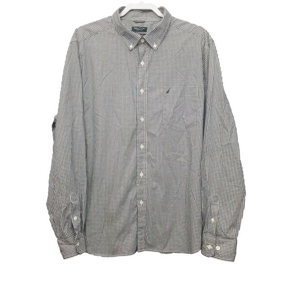 Nautica Flex Shirt Mens XXL Red White Blue Plaid Long Sleeve Button Down Oxford - Picture 1 of 7